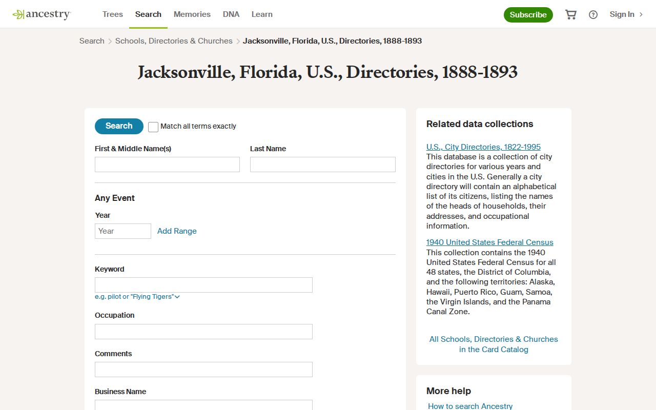 Jacksonville city directory Webb collection search