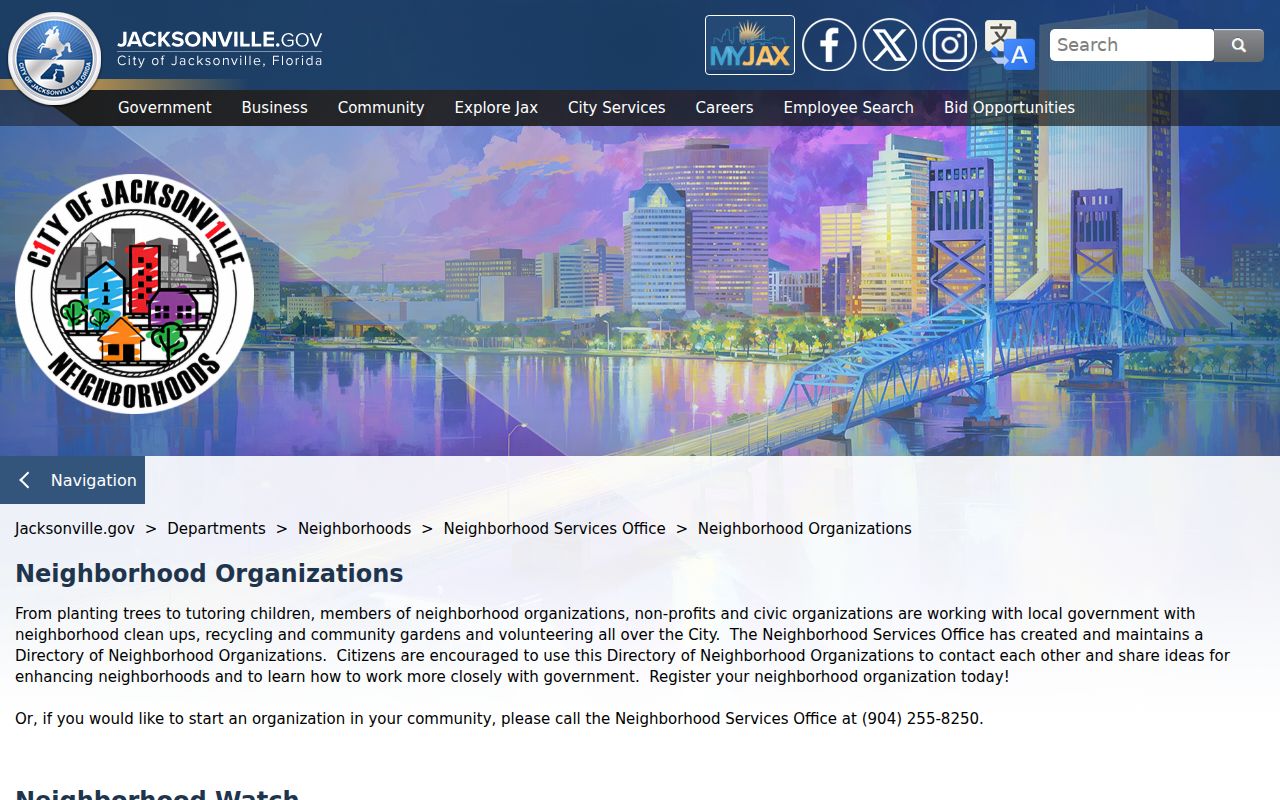 Jacksonville Directory of Neighborhood Organizations search