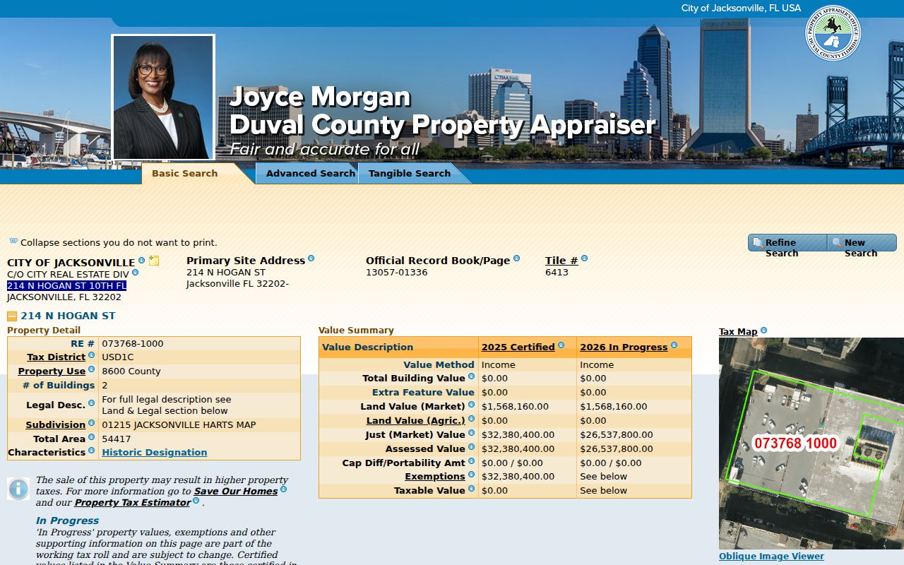 Duval Property Appraiser parcel detail used to trace previous Jacksonville residents