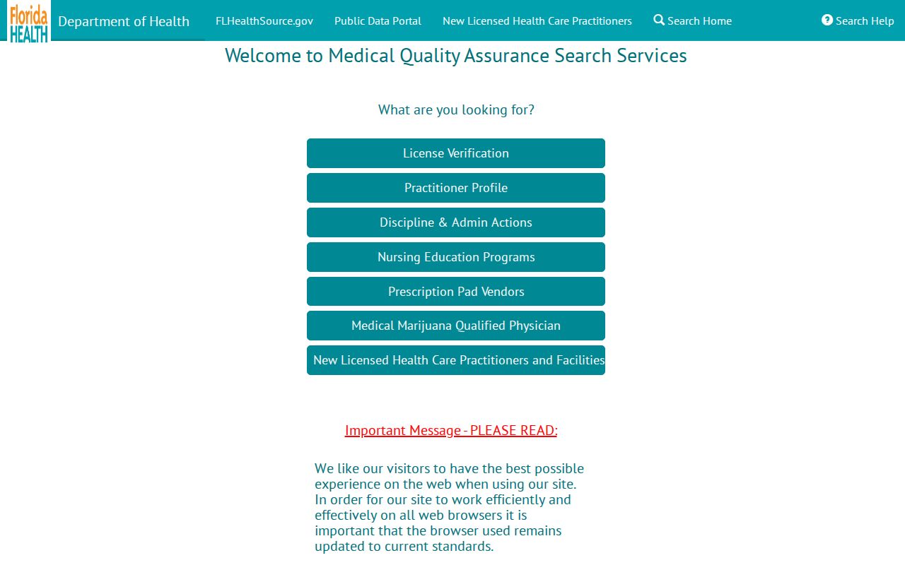 Jacksonville resident lookup health practitioner license search