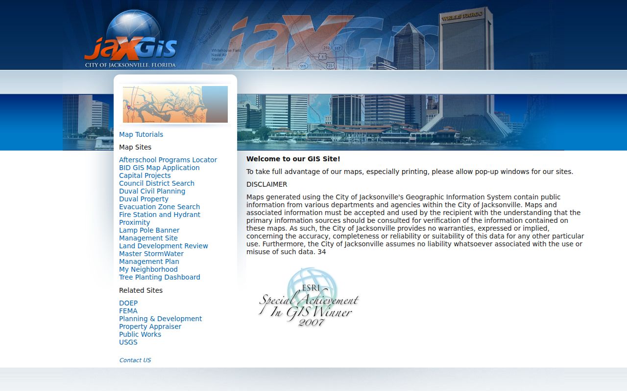 JaxGIS street and parcel layers for Jacksonville address research