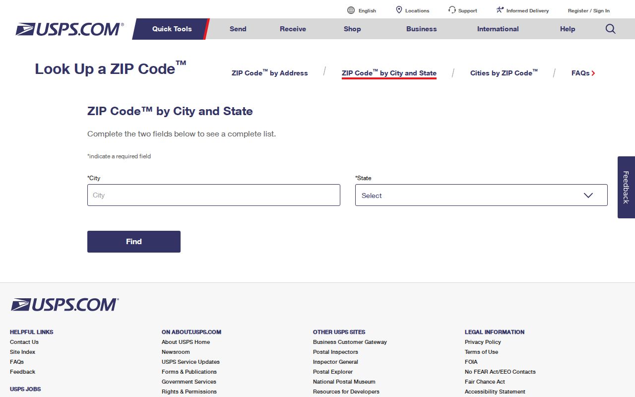 USPS city and state ZIP lookup for Jacksonville, Florida